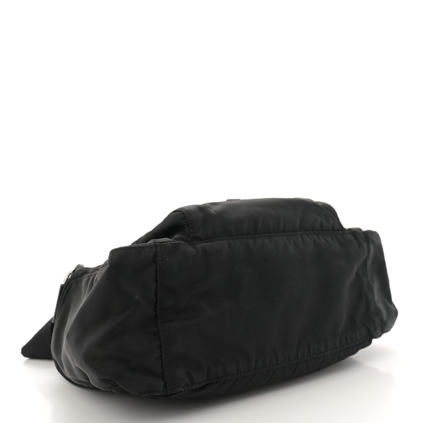 Nylon Vela Saffiano Single Buckle Messenger Shoulder Bag Black
