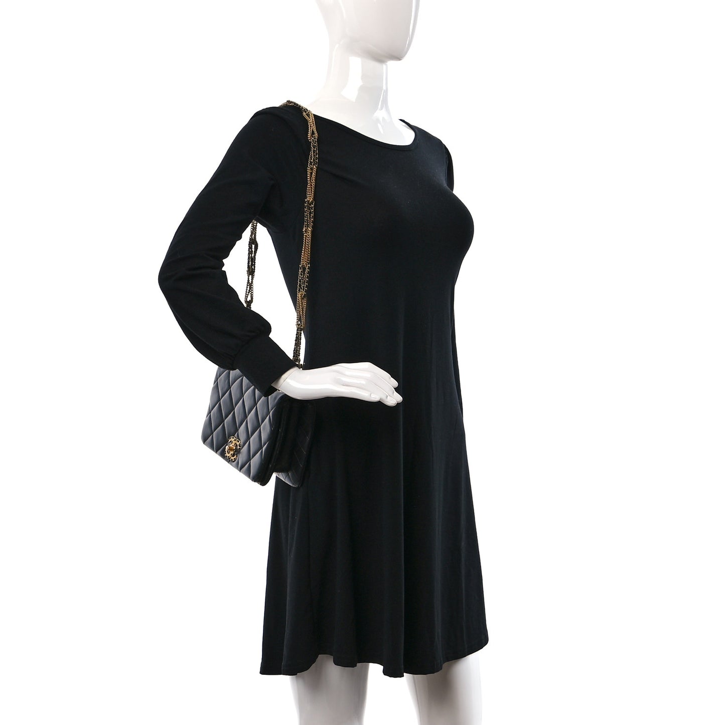 Lambskin Quilted On And On Small Chain Flap Black