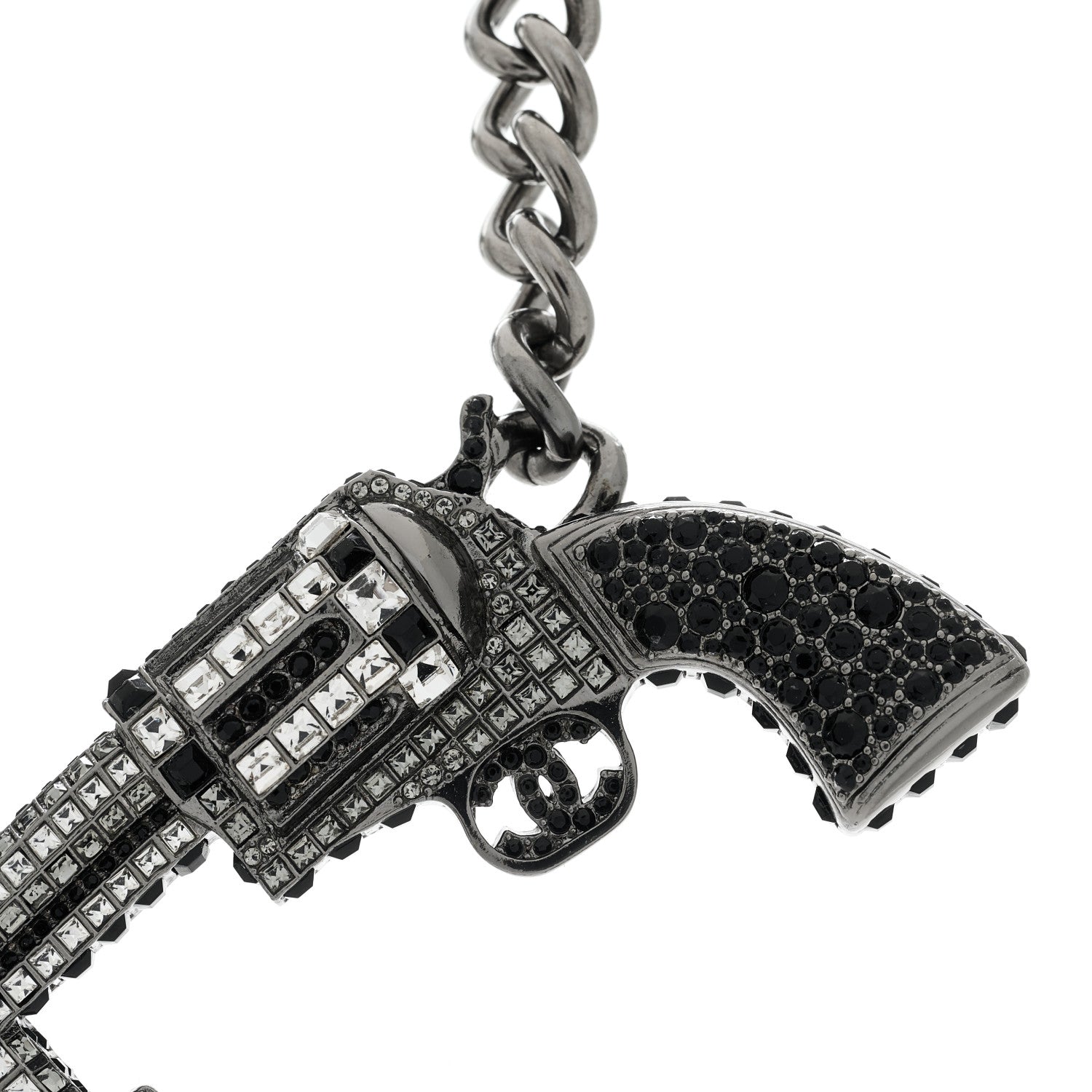 Chanel Baguette Crystal Ruthenium CC Paris Dallas Double Gun Drop Necklace 3 of 4