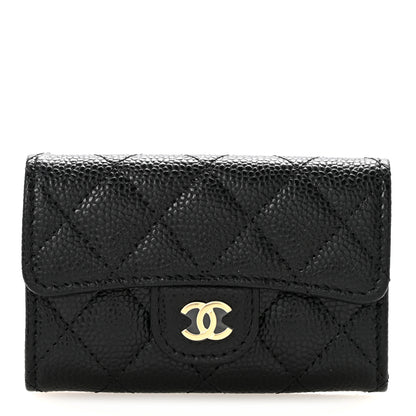 Chanel Caviar Quilted Flap Card Holder Wallet Black 1 of 9