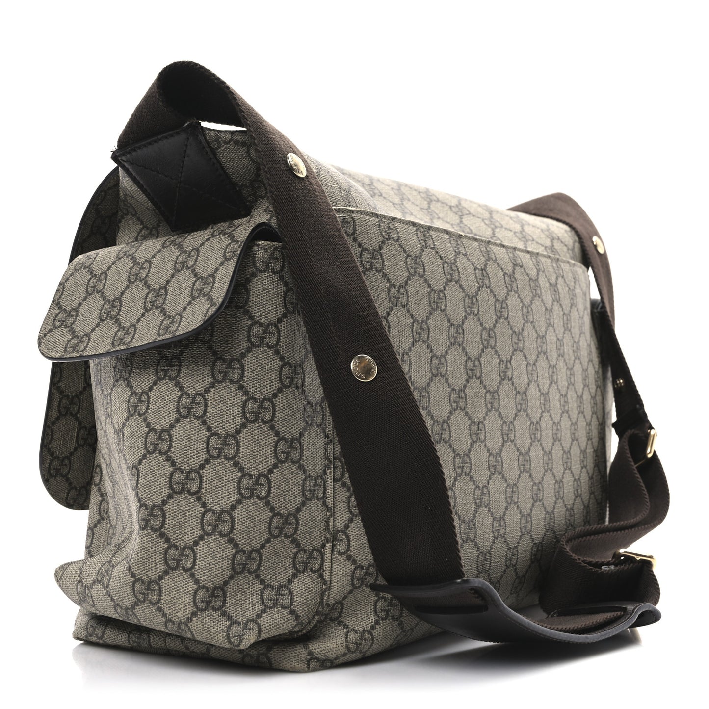 GG Plus Monogram Messenger Diaper Bag Dark Brown
