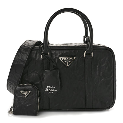 Prada Nappa Antique Medium Re-Edition 2001 Two Handle Bag Black 1 of 9