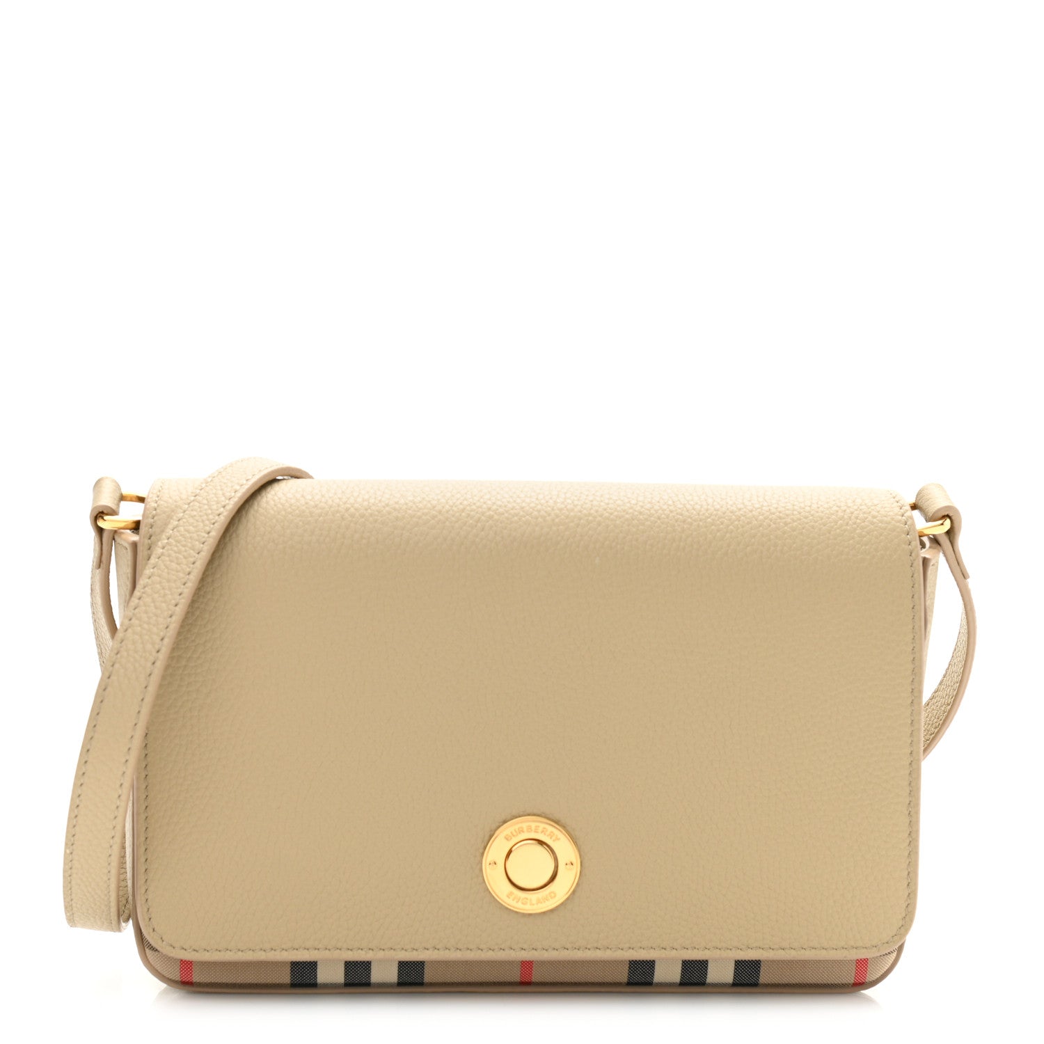 Burberry Grainy Calfskin Vintage Check Hampshire Crossbody Beige 1 of 11