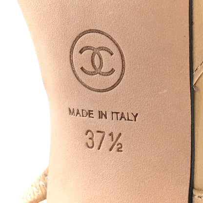 Chanel Goatskin Grosgrain Cap Toe CC Slingback Pumps 37.5 Beige Black 7 of 8
