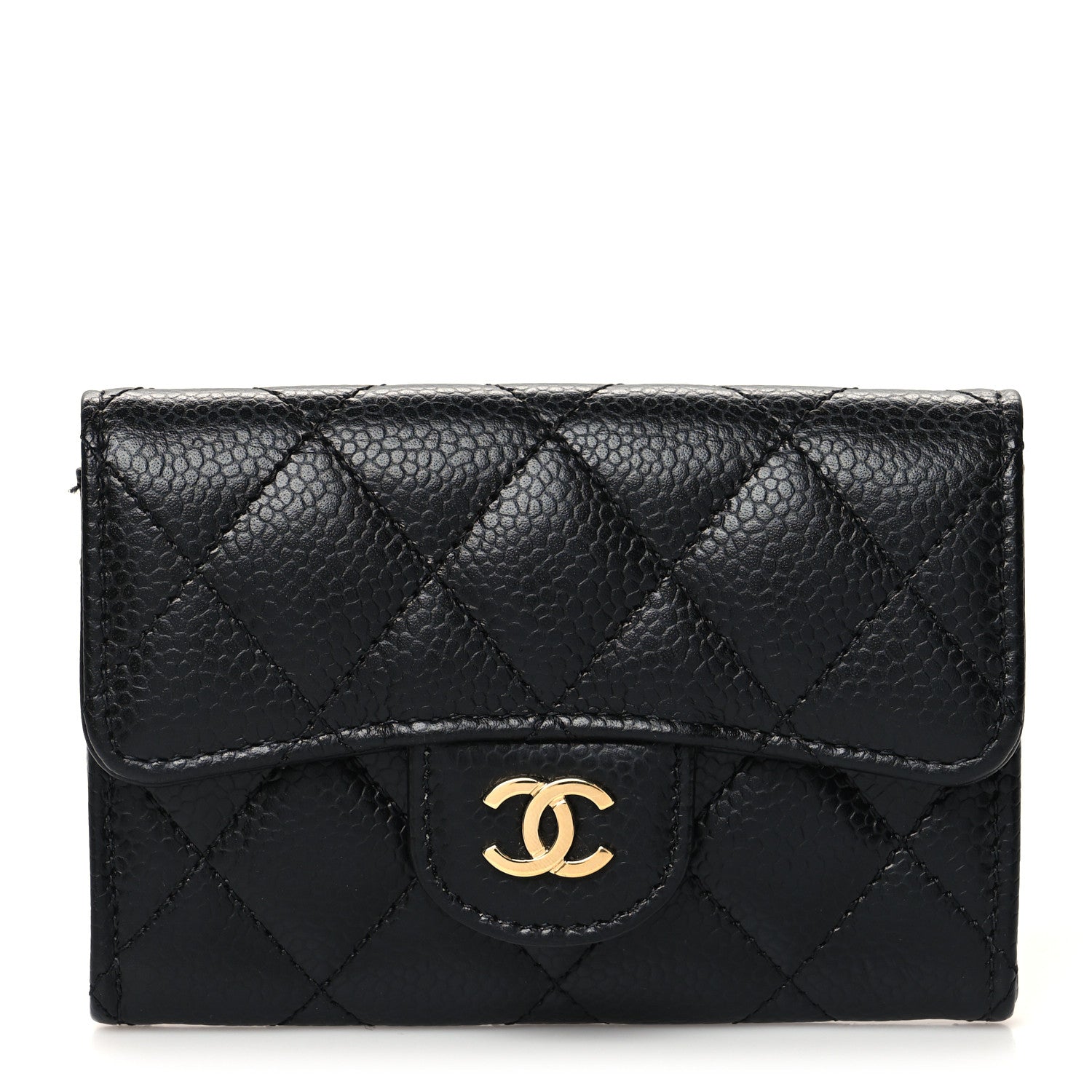 Chanel Caviar Quilted Flap Card Holder Wallet Black 1 of 10