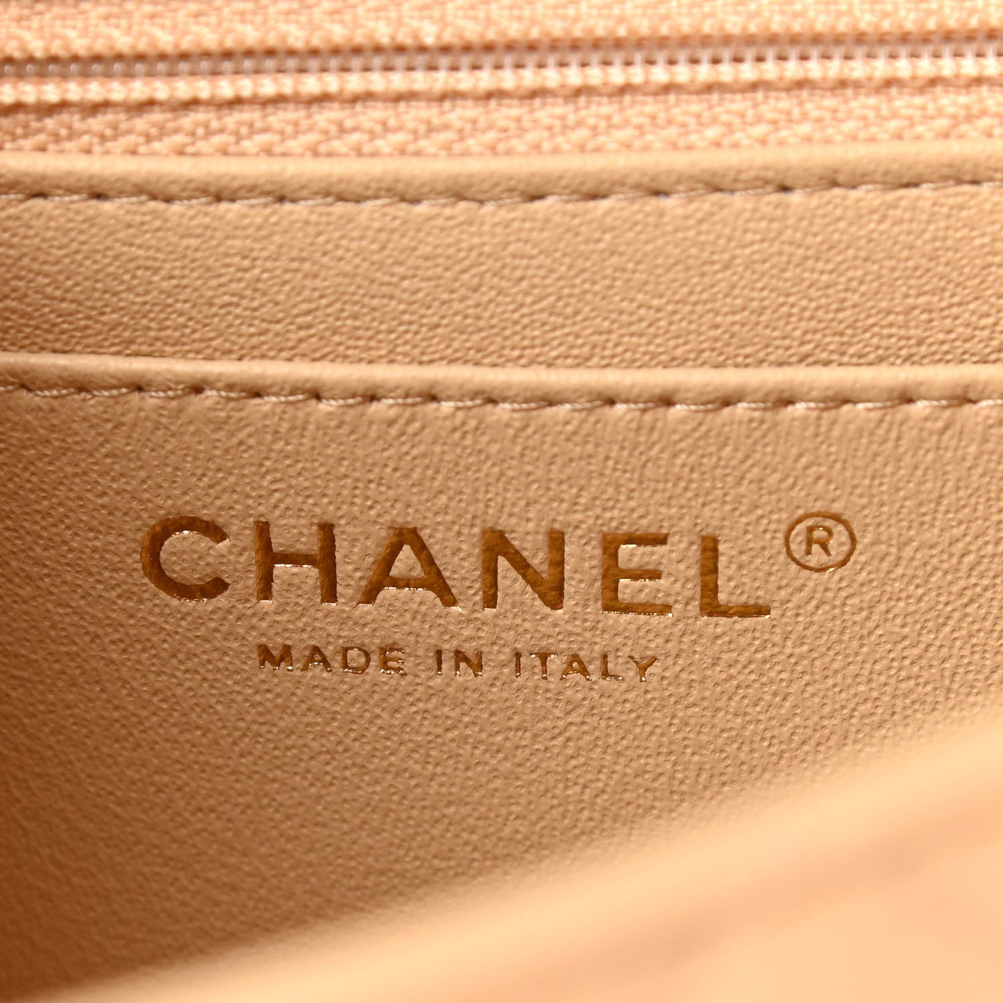 Lambskin Quilted Mini Rectangular Flap Beige