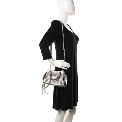 Balenciaga Metallic Grained Calfskin Neo Classic Silver Hardware Mini City Silver 2 of 11