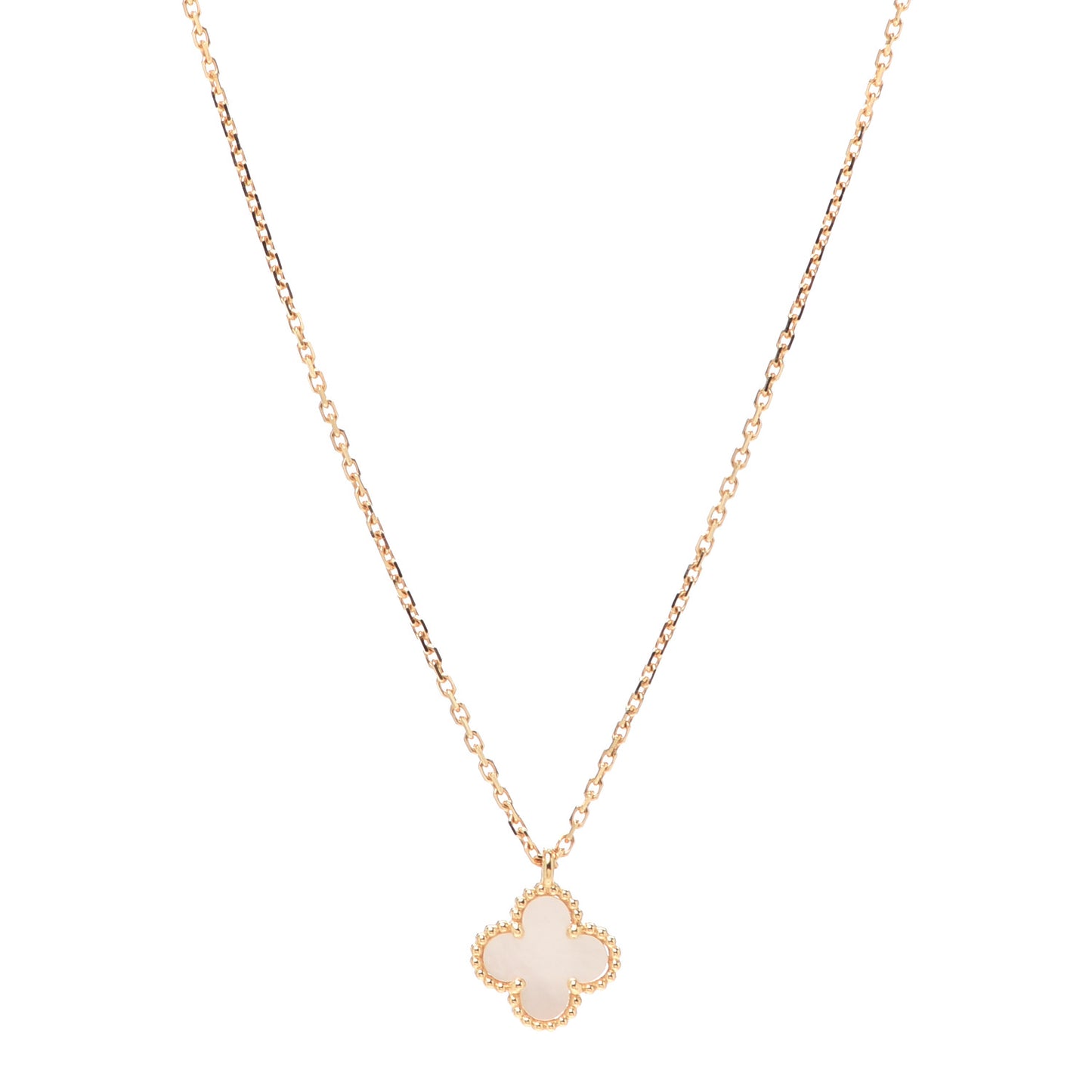 18K Yellow Gold Mother of Pearl Sweet Alhambra Pendant Necklace