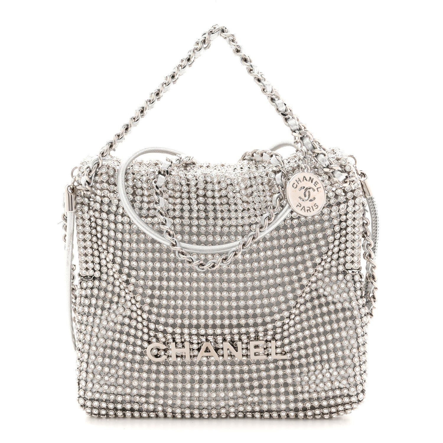 Chanel Crystal Embellished Metallic Lambskin Mini Chanel 22 Silver 1 of 11