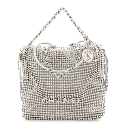 Chanel Crystal Embellished Metallic Lambskin Mini Chanel 22 Silver 1 of 11