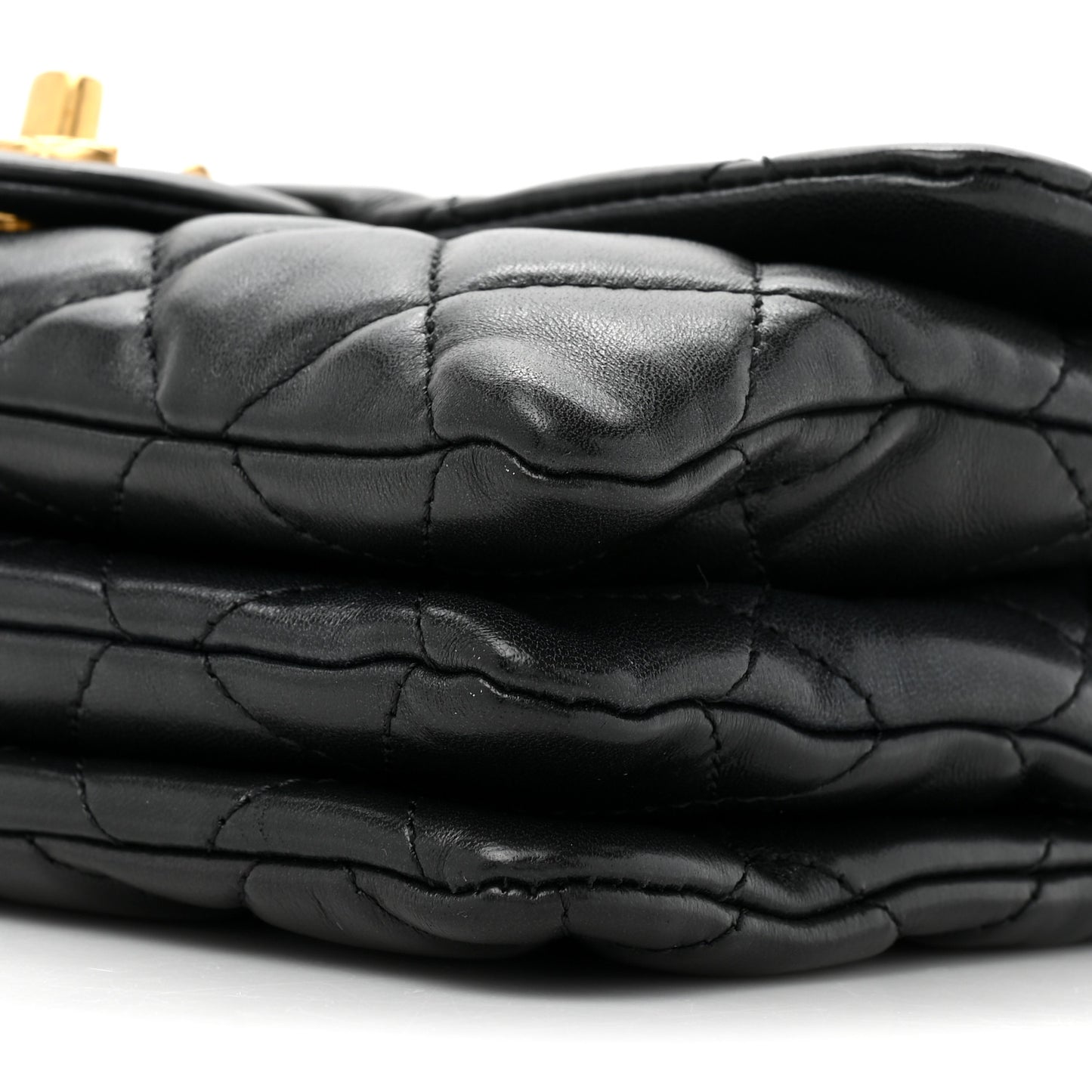 Lambskin Quilted Small Pillow Crush Flap Black