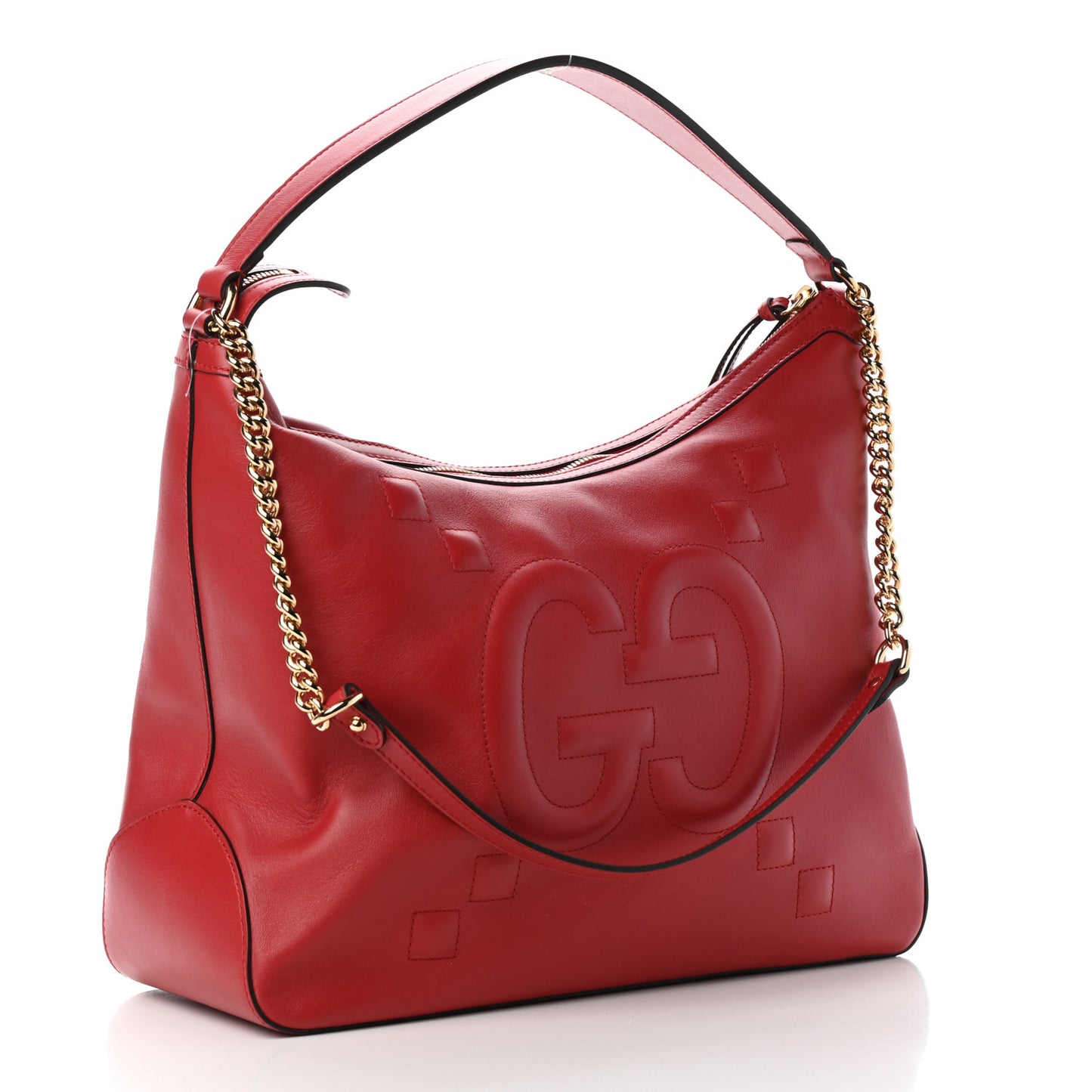 Apollo Calfskin GG Dadini Embroidered Large Hobo Hibiscus Red
