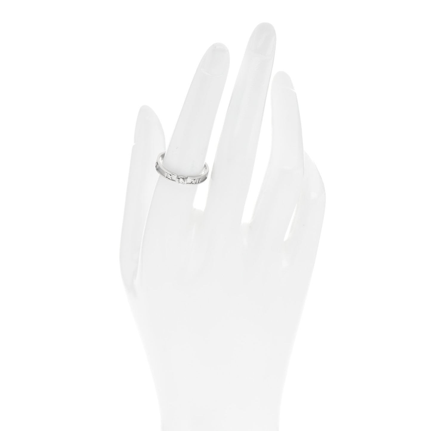 18K White Gold Diamond Atlas Solitaire Band Ring 56 7.5