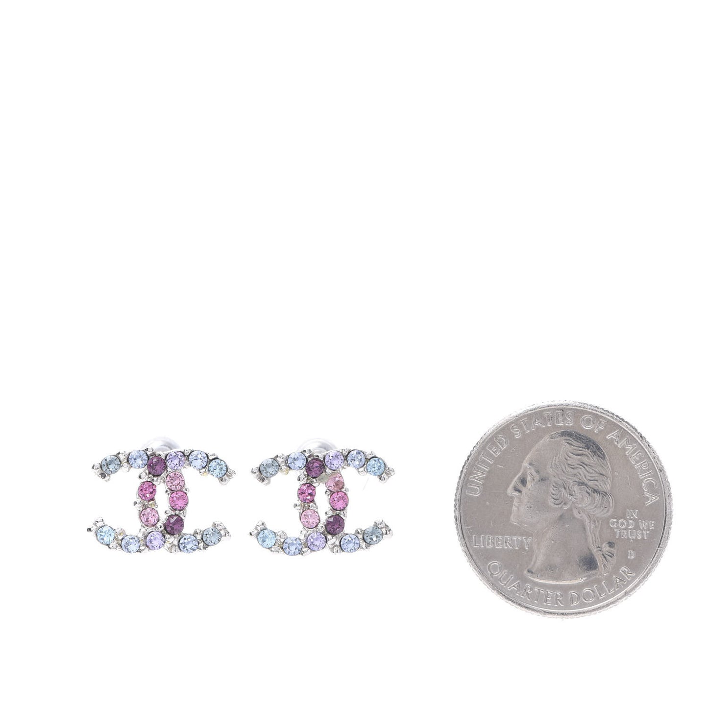 Crystal CC Earrings Silver Multicolor