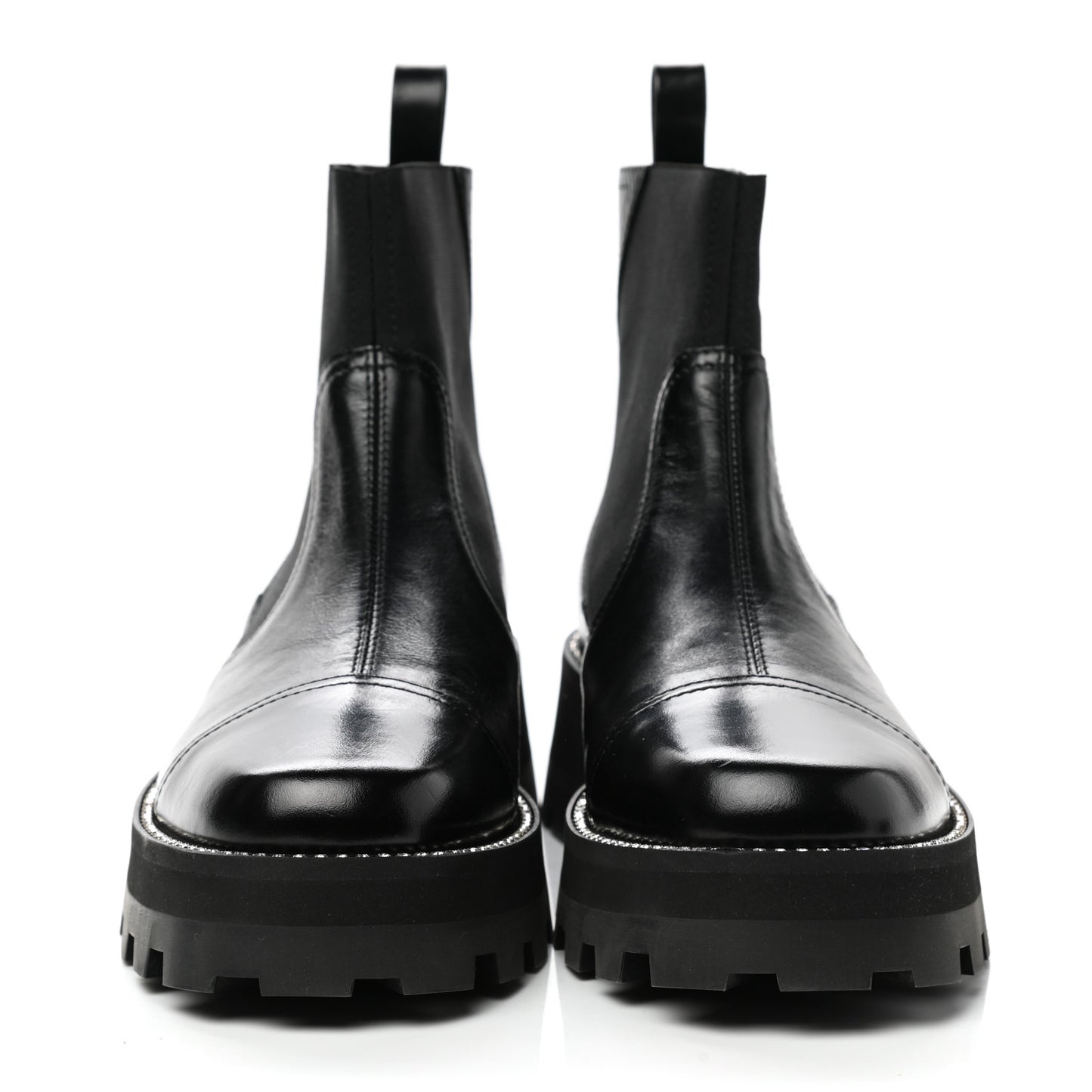 Vintage Calfskin Crystal Clayton Flat Boots 39.5 Black
