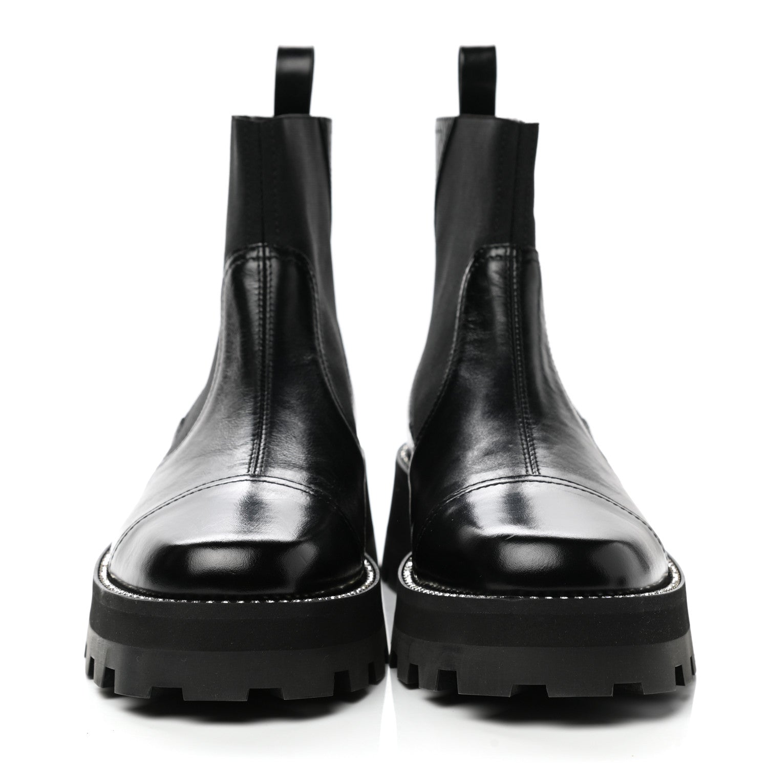 Jimmy Choo Vintage Calfskin Crystal Clayton Flat Boots 39.5 Black 2 of 7