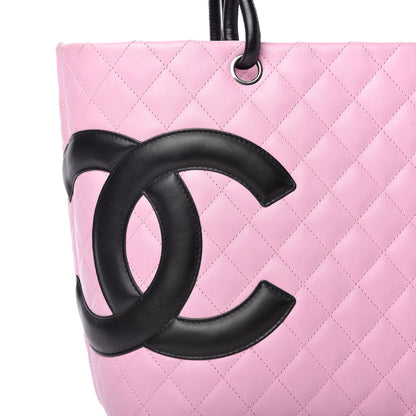 Chanel Calfskin Quilted Large Cambon Tote Pink Black 10 of 10