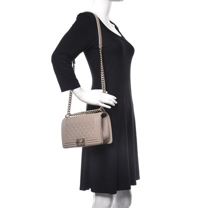 Chanel Caviar Quilted Medium Boy Flap Dark Beige 2 of 13