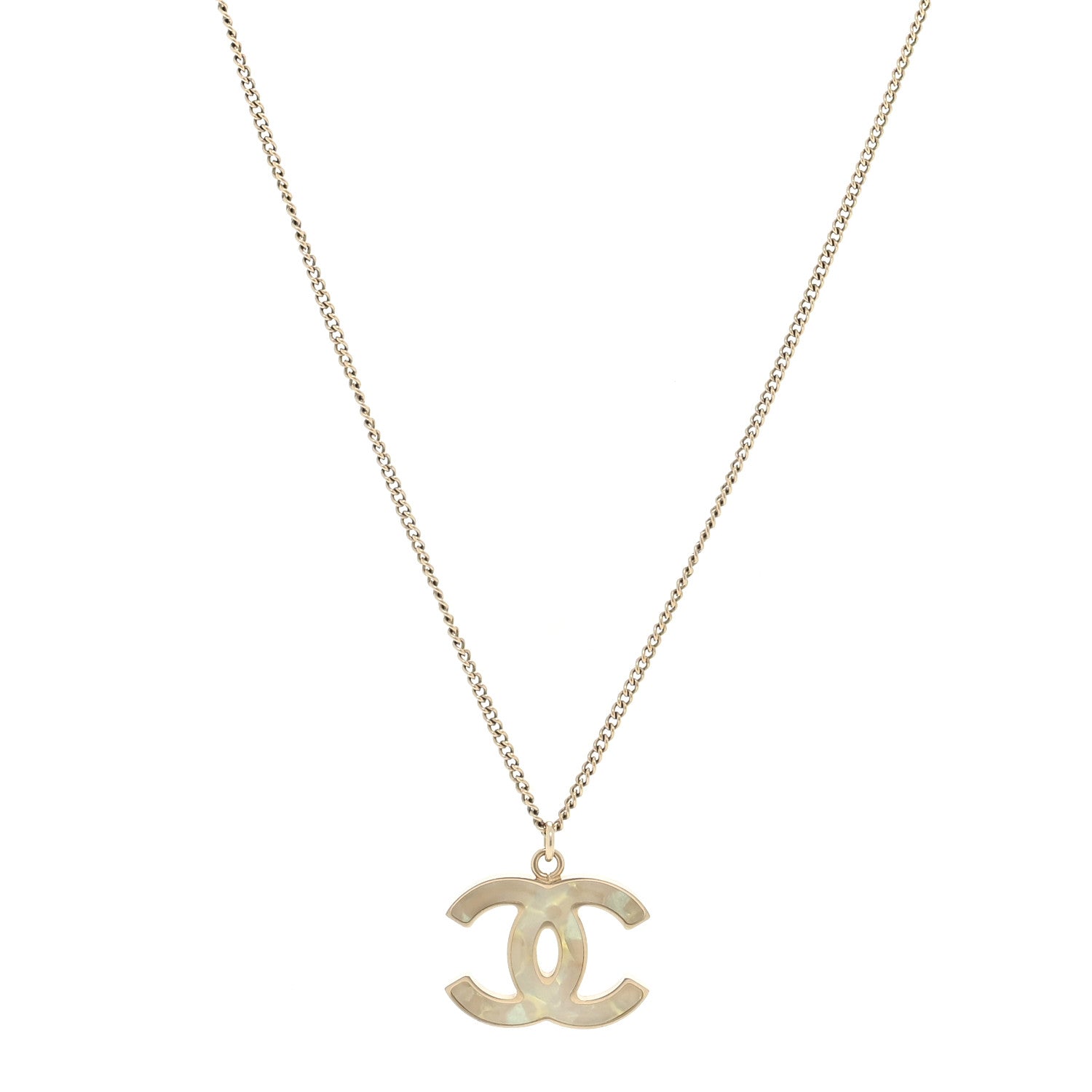 Chanel Mother of Pearl CC Necklace Gold 1 of 4