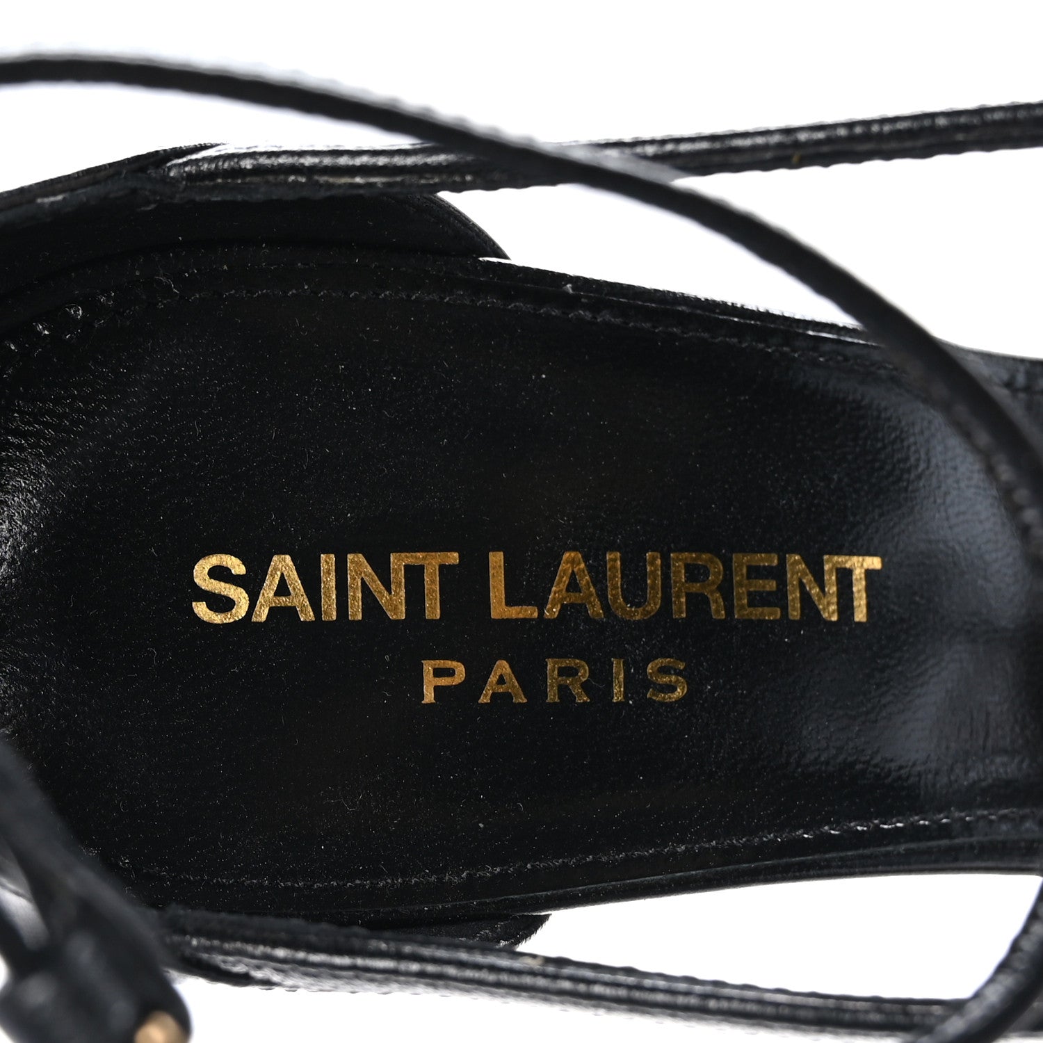 Saint Laurent Patent Cassandra 100 Ankle Strap Sandals 38.5 Black 7 of 10