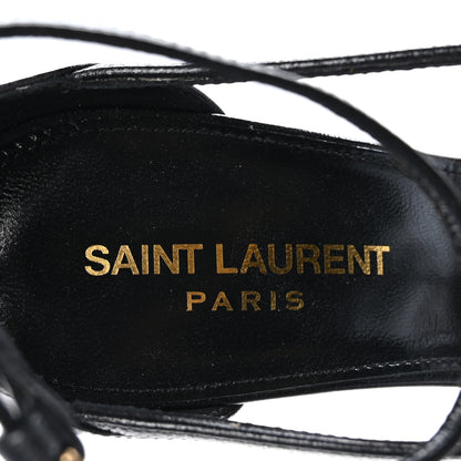 Saint Laurent Patent Cassandra 100 Ankle Strap Sandals 38.5 Black 7 of 10