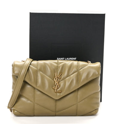 Saint Laurent Lambskin Quilted Toy Loulou Puffer Monogram Chain Satchel Hazel Green 11 of 11