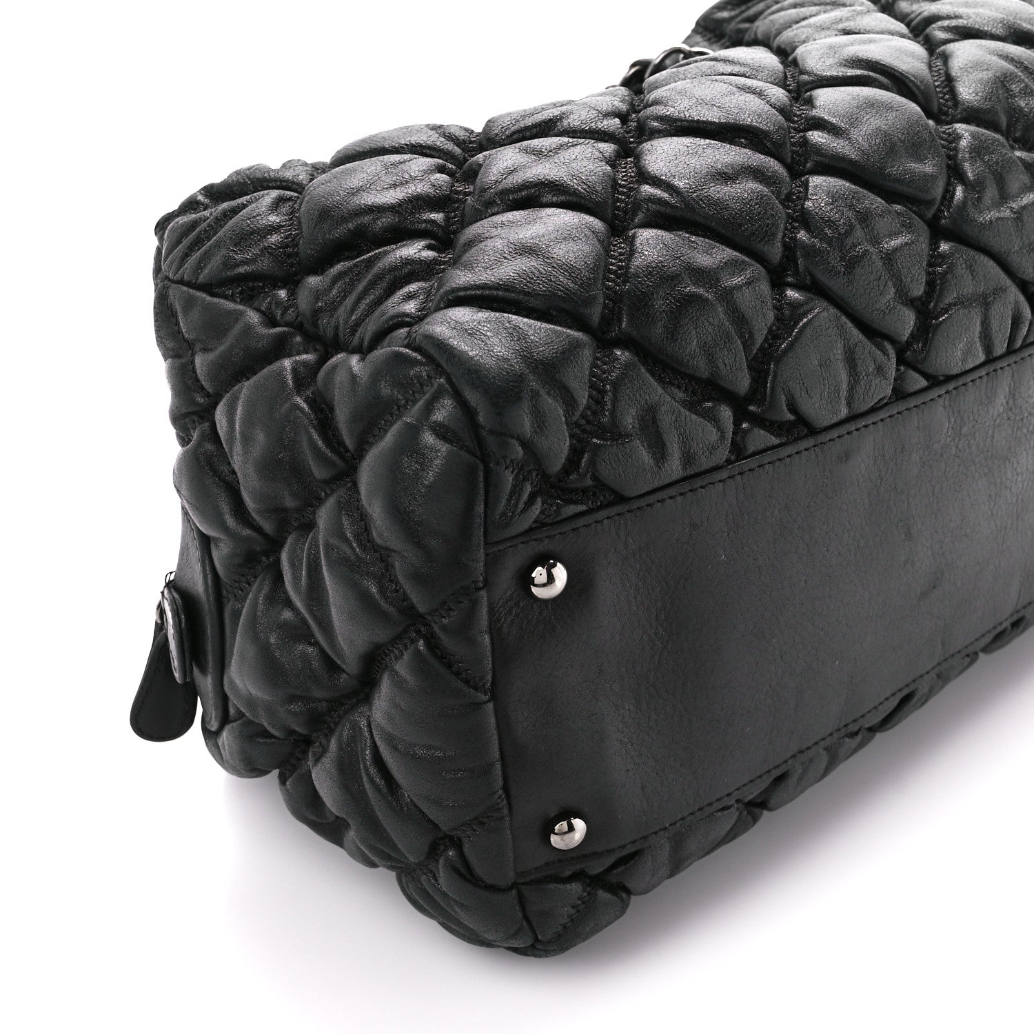 Chanel Calfskin Bubble Quilt Bowler Black 10 of 12