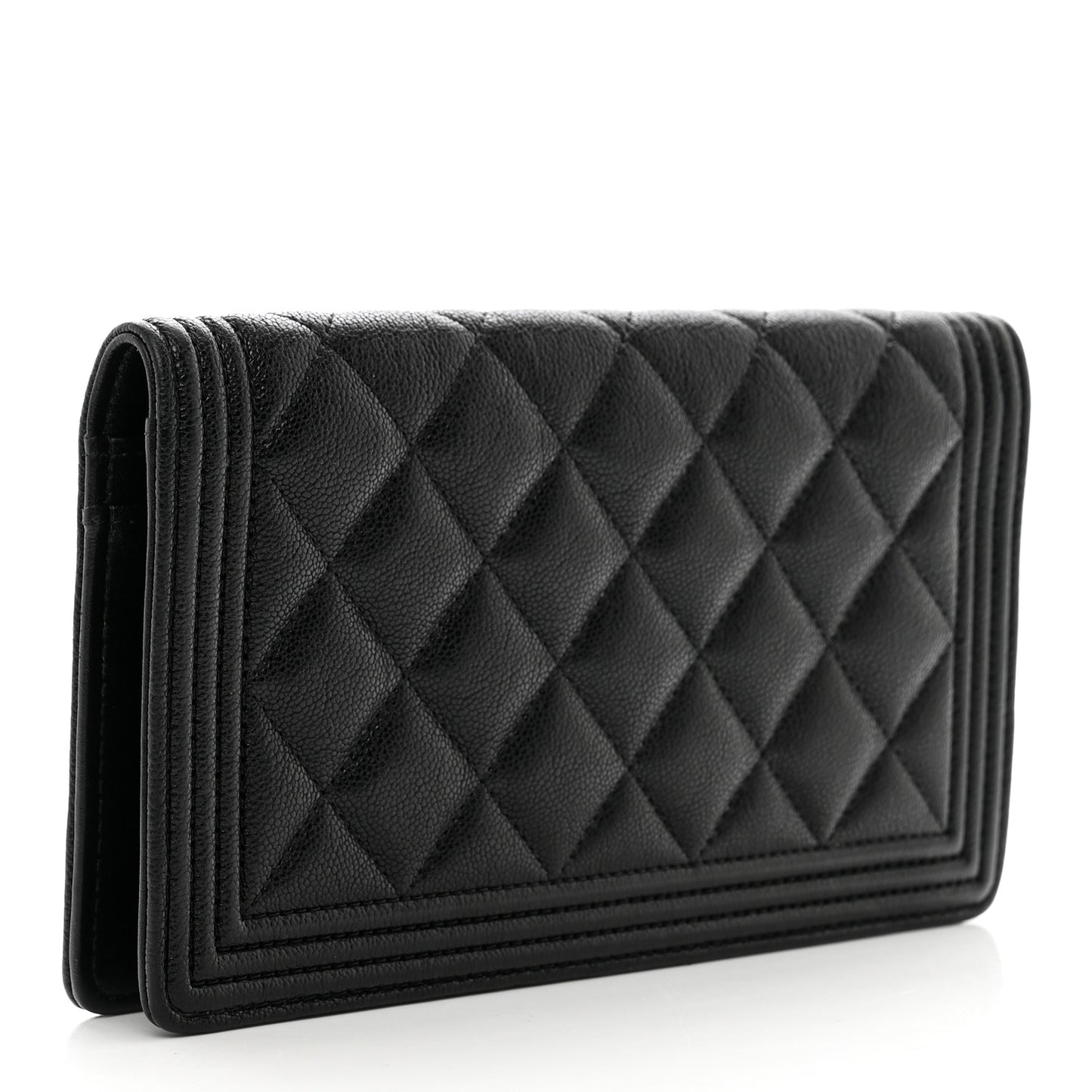 Caviar Quilted Boy Yen Wallet Black