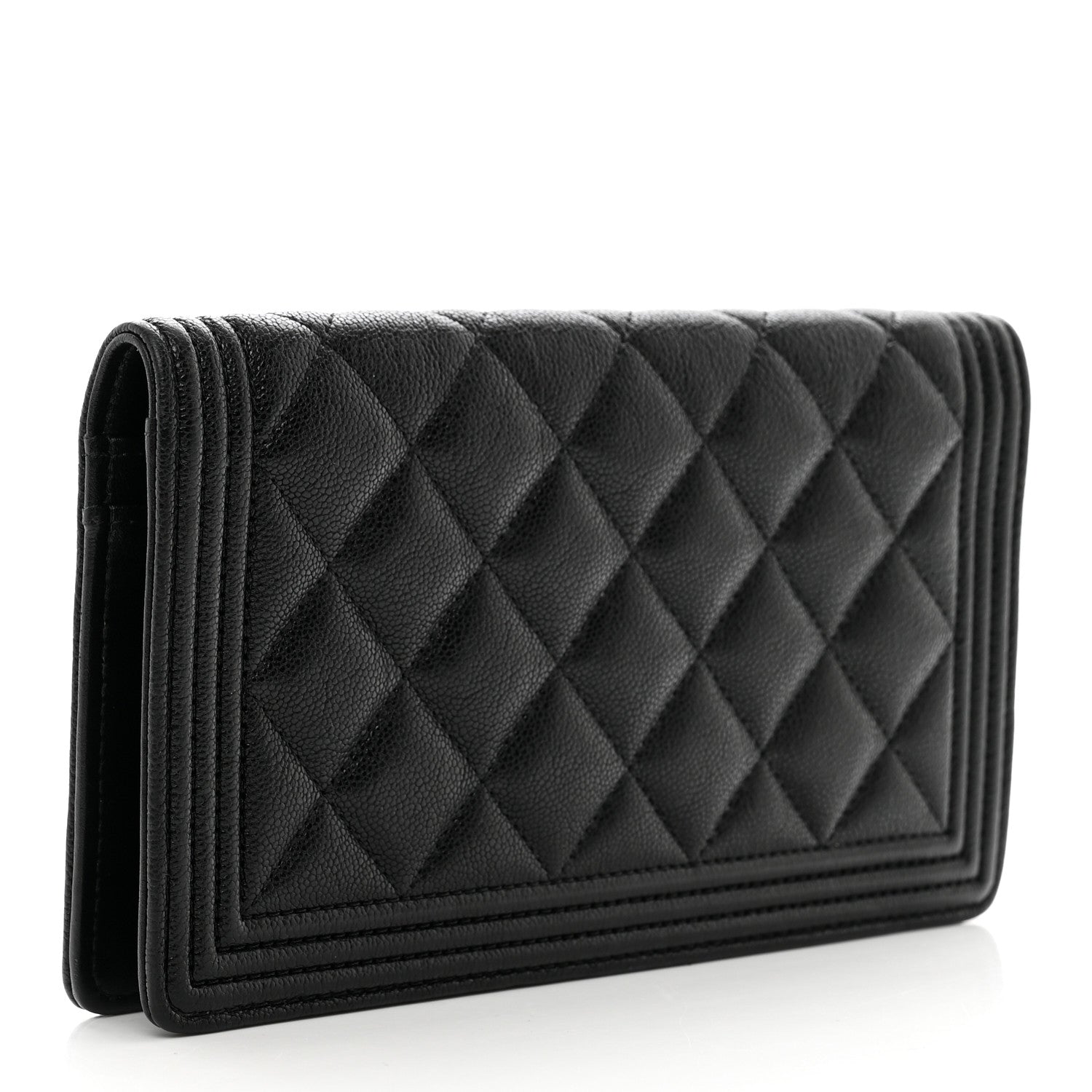Chanel Caviar Quilted Boy Yen Wallet Black 3 of 9