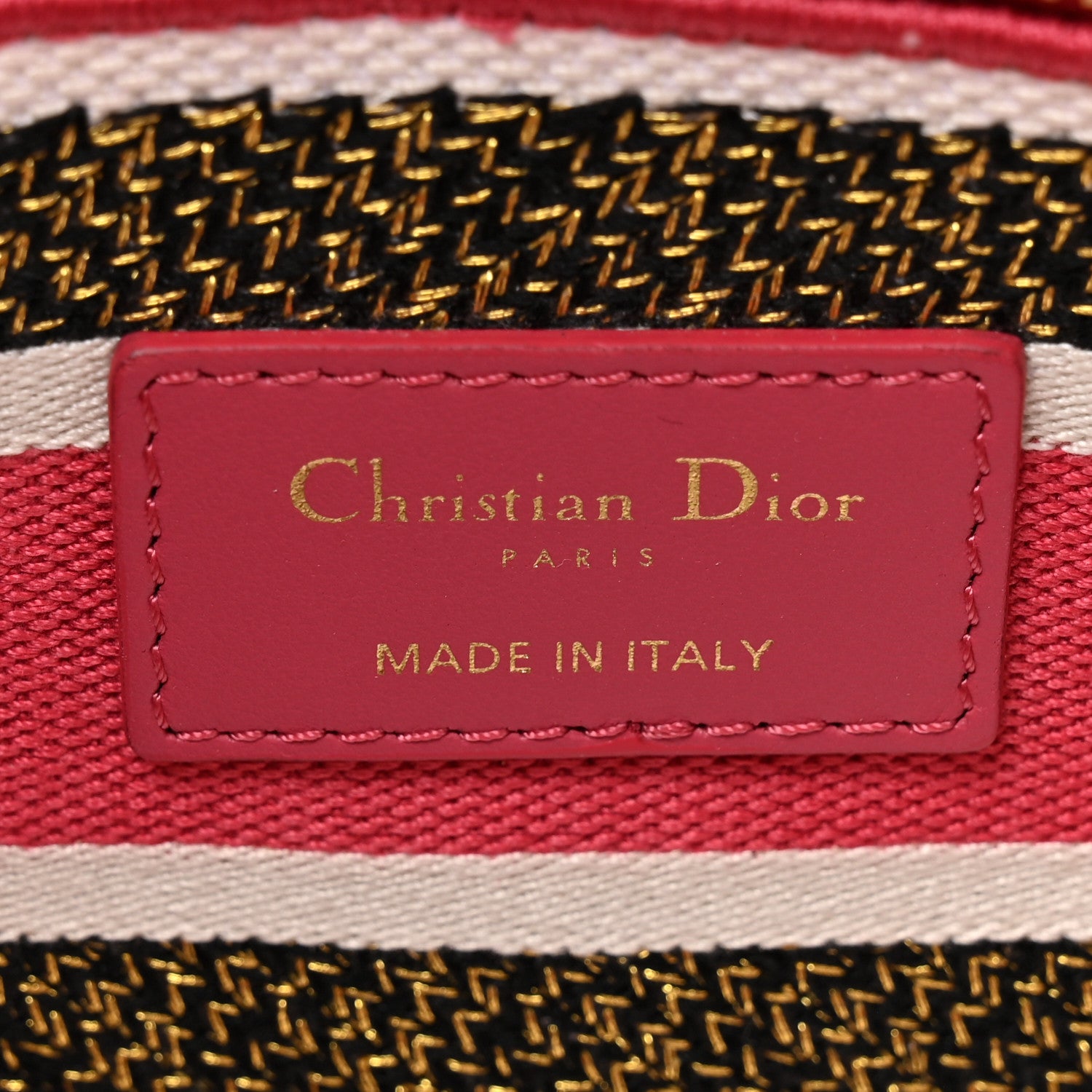 Christian Dior Canvas Embroidered Butterfly Print Medium Lady D-Lite Multicolor 6 of 10