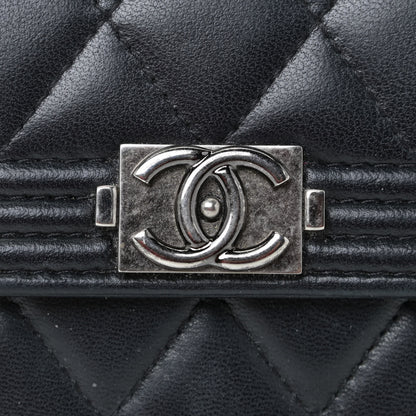 Chanel Lambskin Quilted Compact Boy Wallet Black 5 of 15