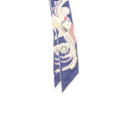Christian Dior Silk Les 3 Royaumes Scarf Bleu Fonce 2 of 3