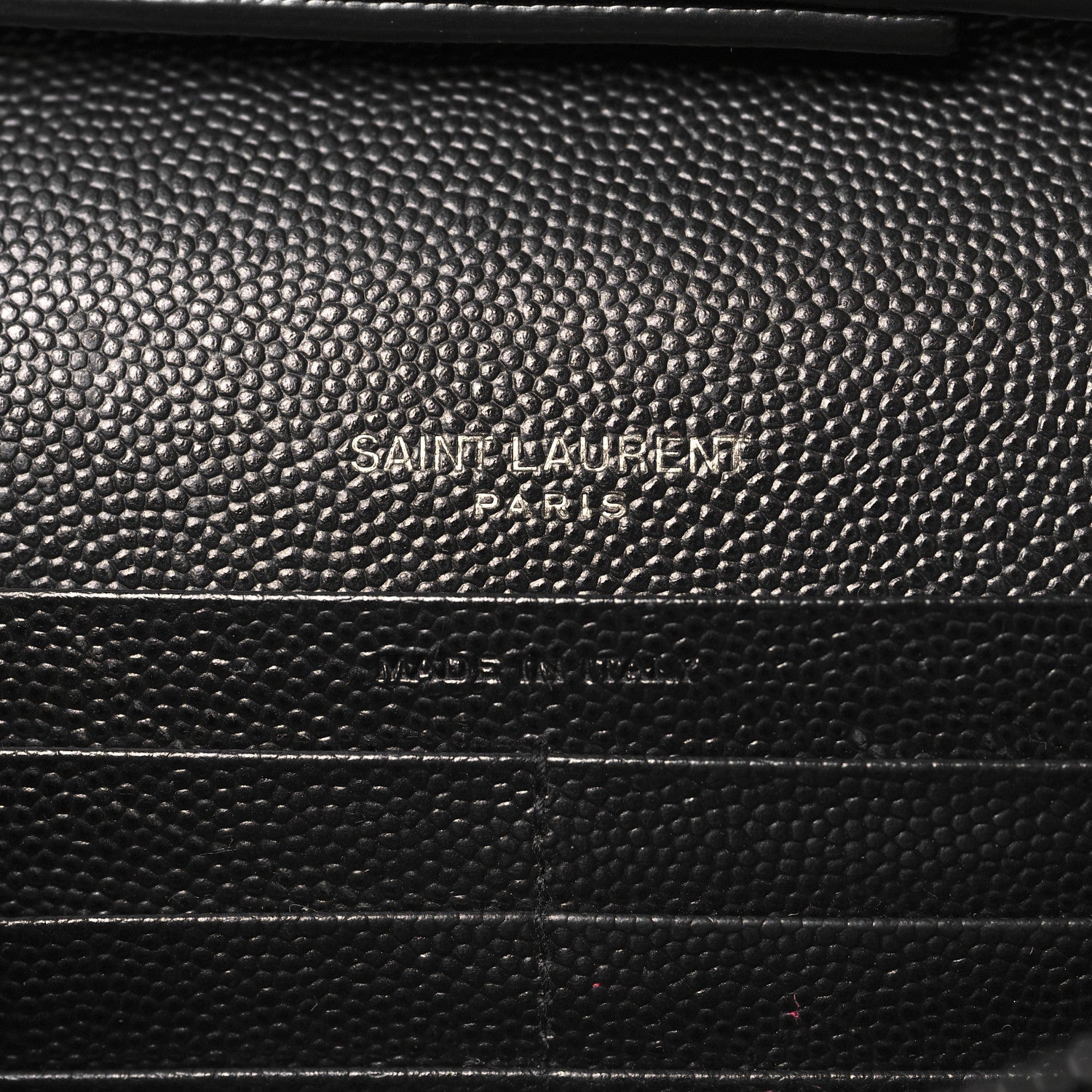 Saint Laurent Grain De Poudre Matelasse Chevron Monogram Monochrome Chain Wallet Black 7 of 13