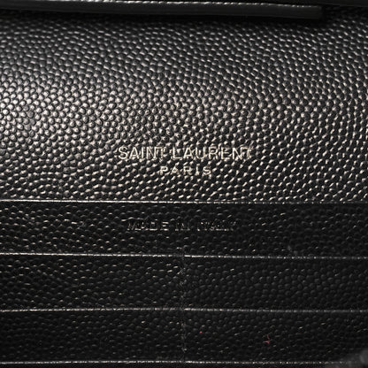 Saint Laurent Grain De Poudre Matelasse Chevron Monogram Monochrome Chain Wallet Black 7 of 13