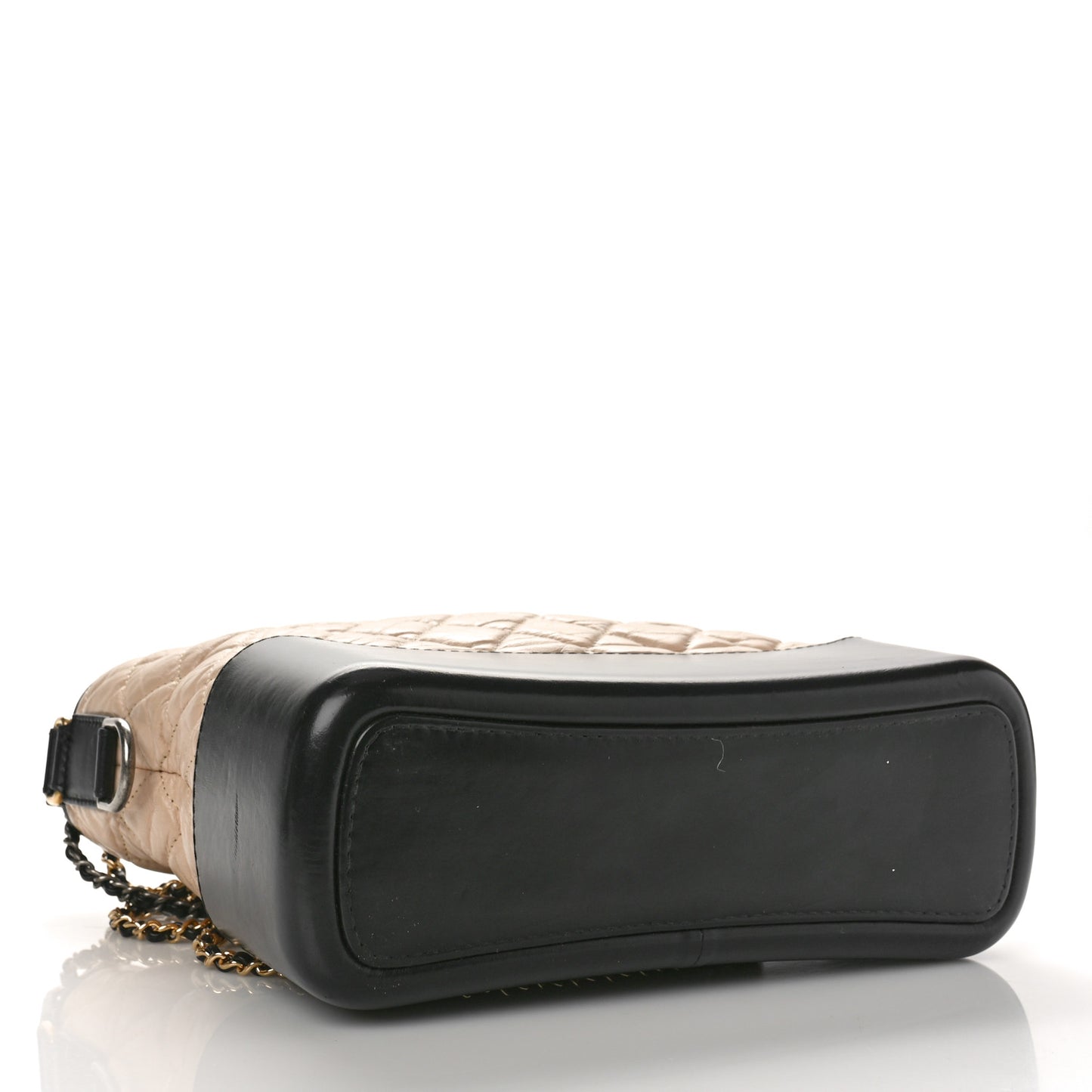 Aged Calfskin Quilted Medium Gabrielle Hobo Beige Black