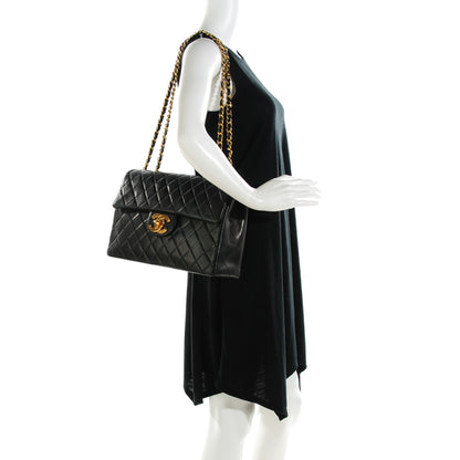 Chanel Lambskin Quilted XL Jumbo Single Flap Black 2 of 9