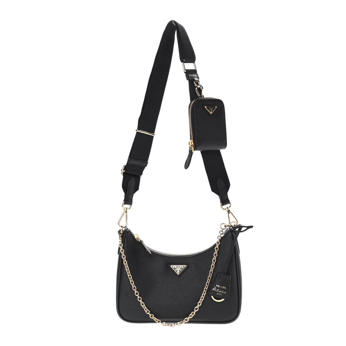 Saffiano Lux Re-Edition 2005 Shoulder Bag Black
