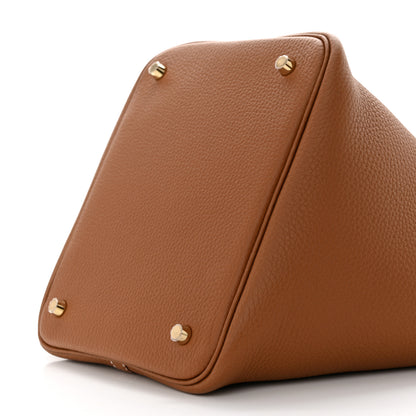 Hermes Taurillon Clemence Picotin Lock 22 MM Gold 10 of 11