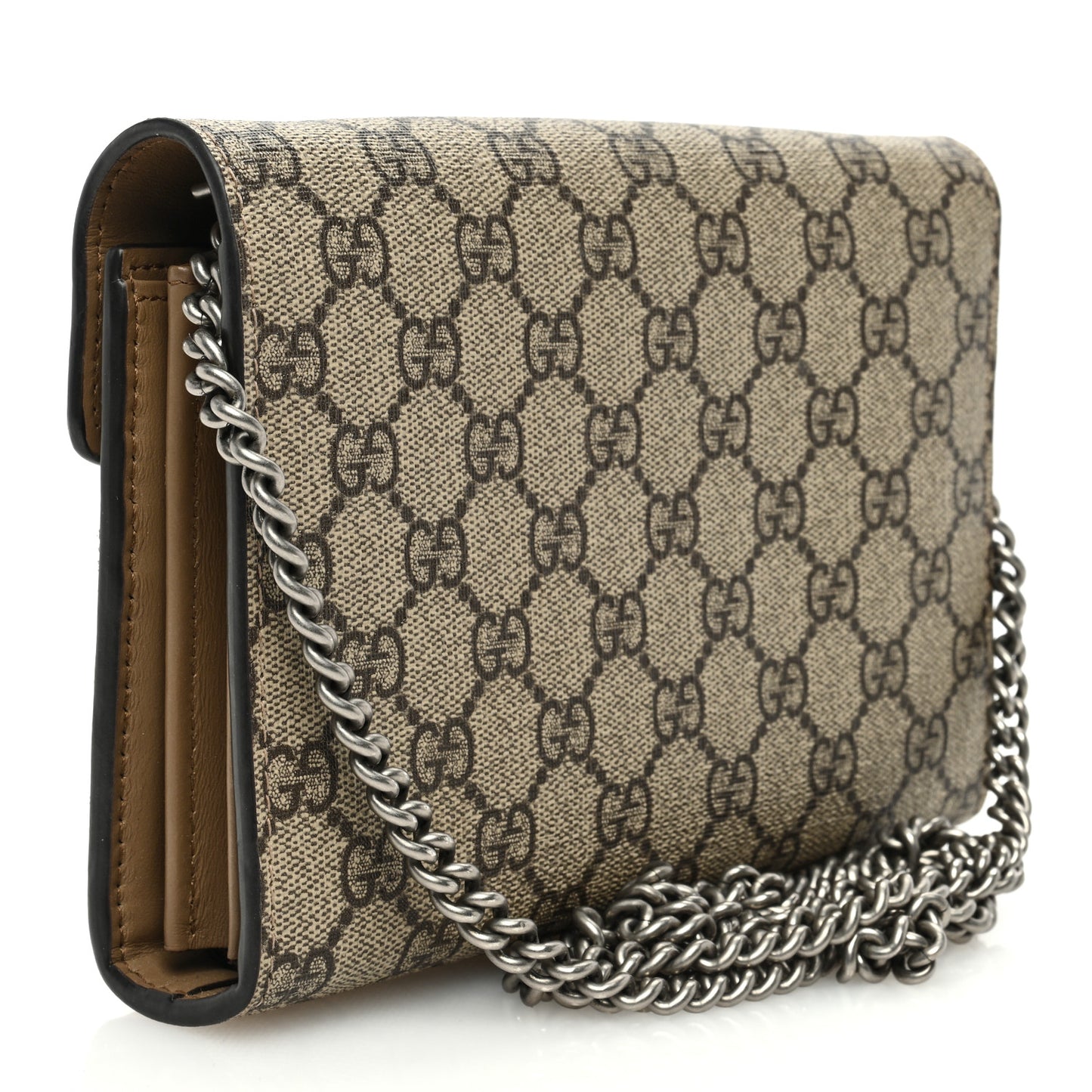 GG Supreme Monogram Mini Dionysus Chain Wallet Beige Taupe