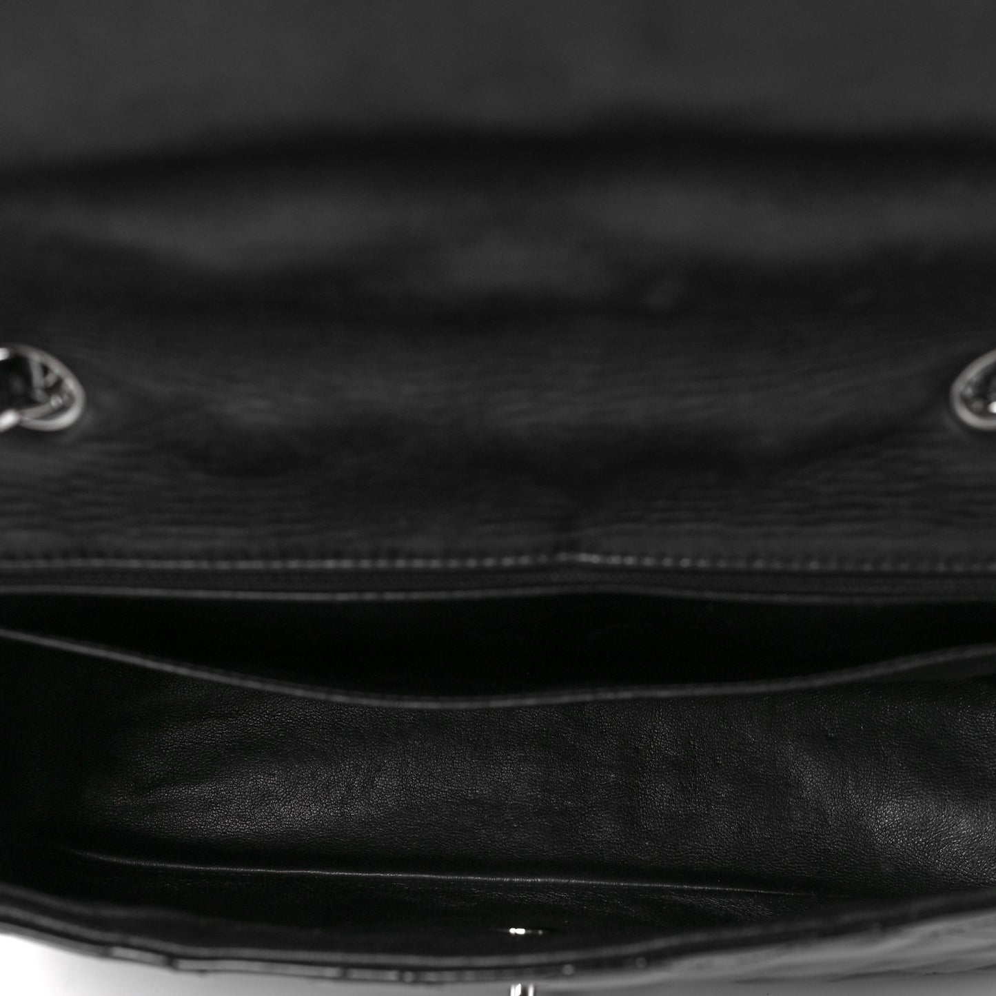 Patent Quilted Jumbo Single Flap Black