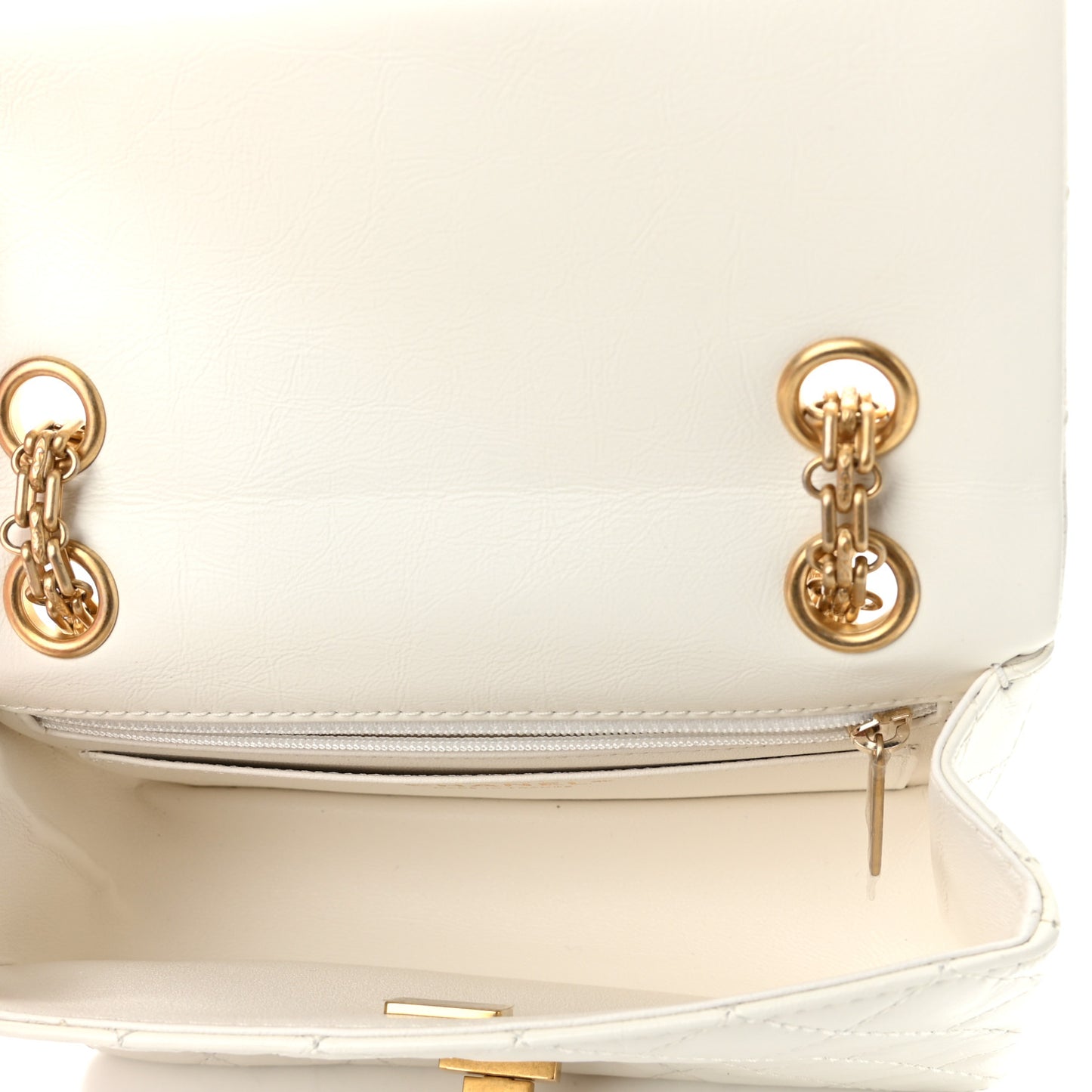 Aged Calfskin Quilted 2.55 Reissue Mini Flap White