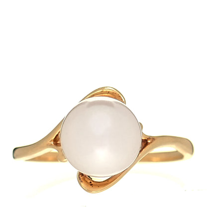 Mikimoto 18K Yellow Gold 8mm Akoya Pearl Ring 52 6 1 of 4