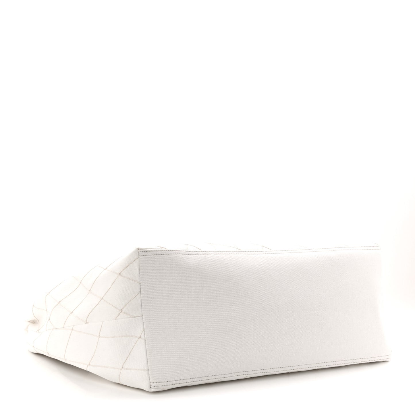 Denim Calfskin Quilted Coco Beach Small Shopping Tote White Black