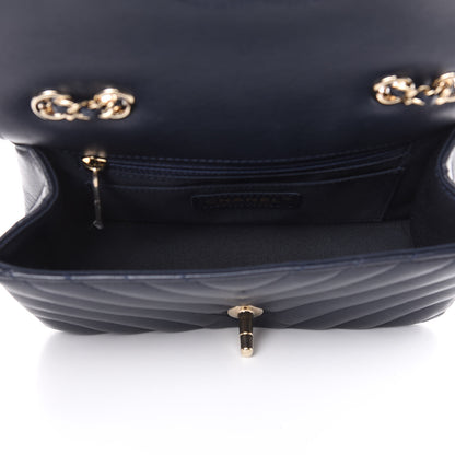 Chanel Calfskin Chevron Quilted Mini Statement Flap Navy Blue 7 of 10
