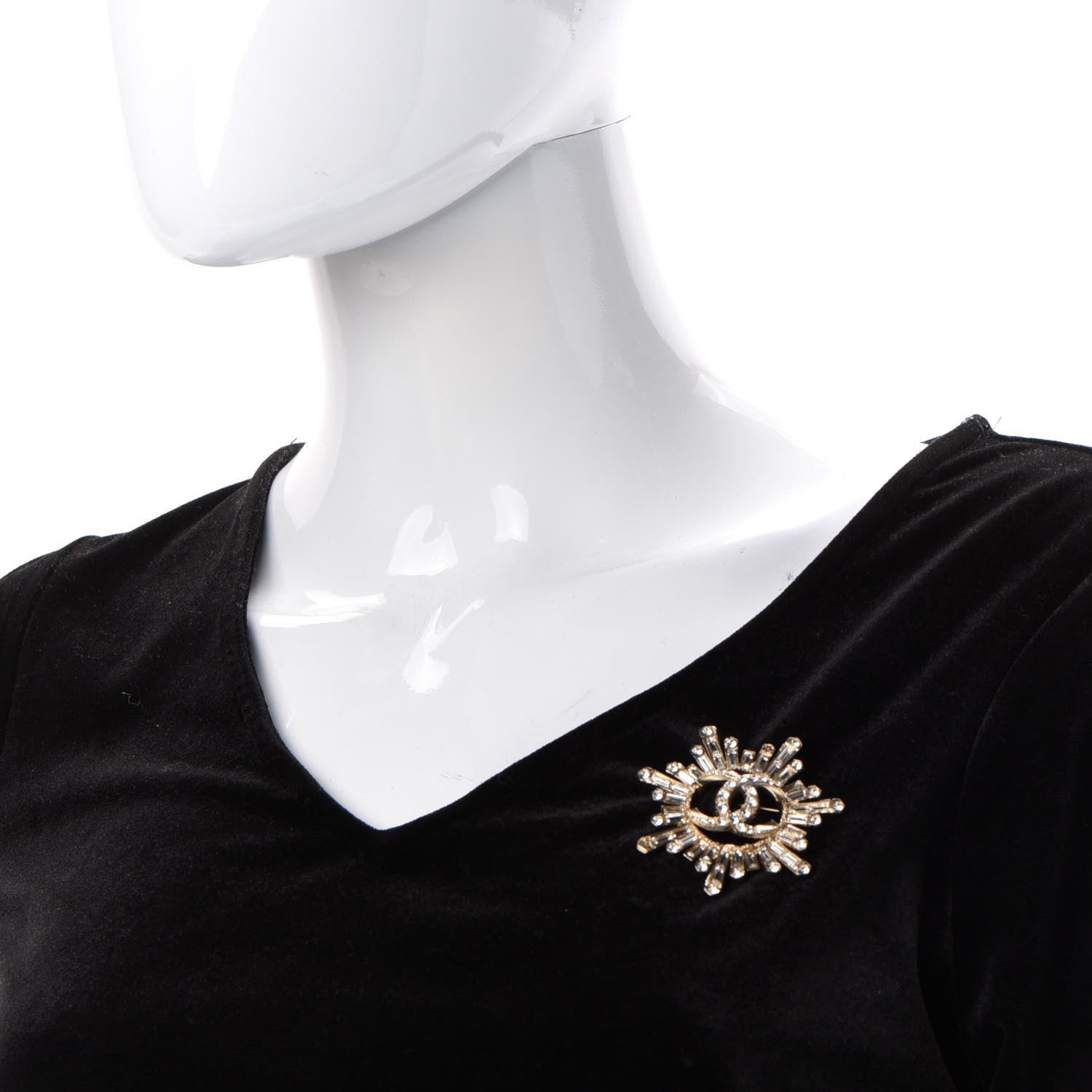 Chanel Crystal Baguette CC Brooch Light Gold 2 of 5