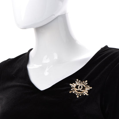 Chanel Crystal Baguette CC Brooch Light Gold 2 of 5