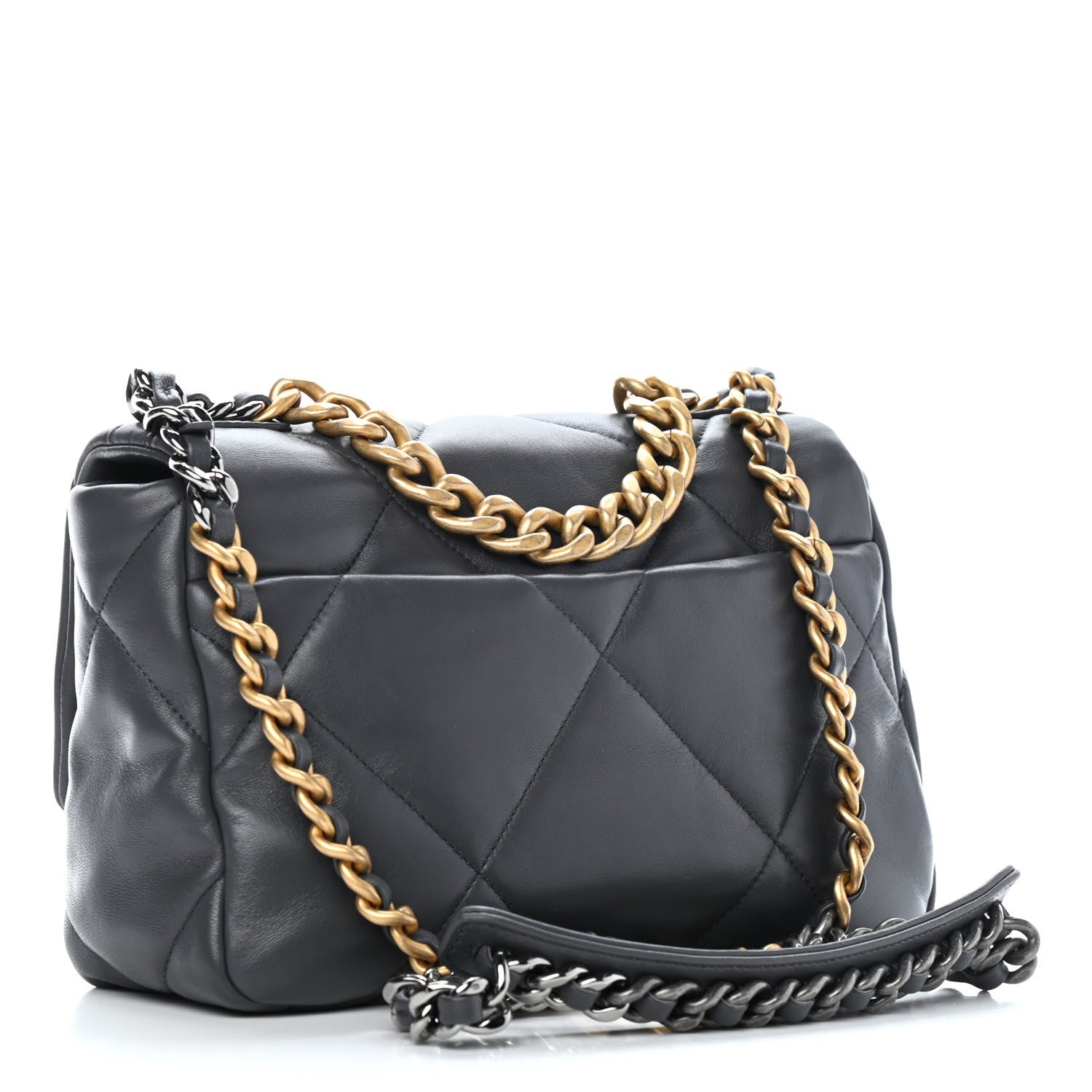 Chanel Lambskin Quilted Medium Chanel 19 Flap Dark Grey 845972