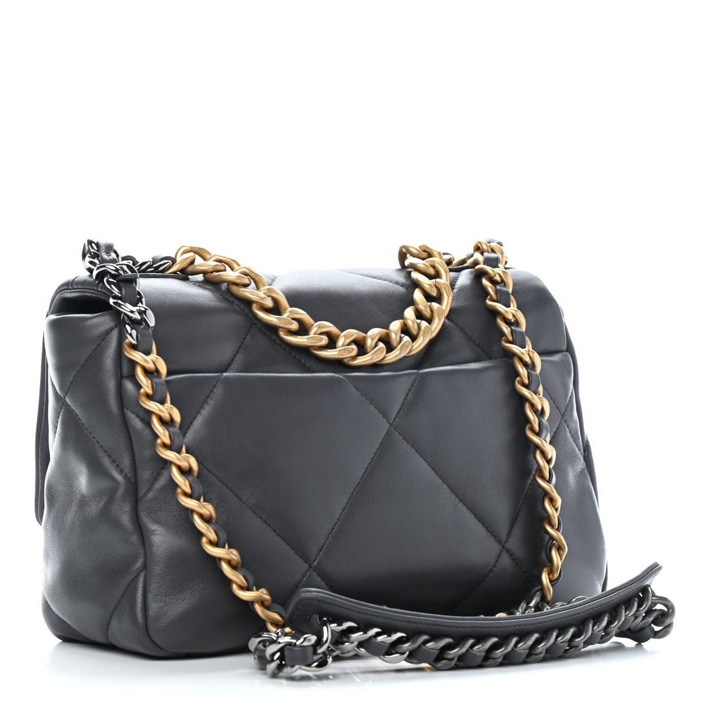 Lambskin Quilted Medium Chanel 19 Flap Dark Grey
