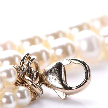 Chanel Pearl Crystal CC Triple Strand Long Necklace Gold 5 of 6