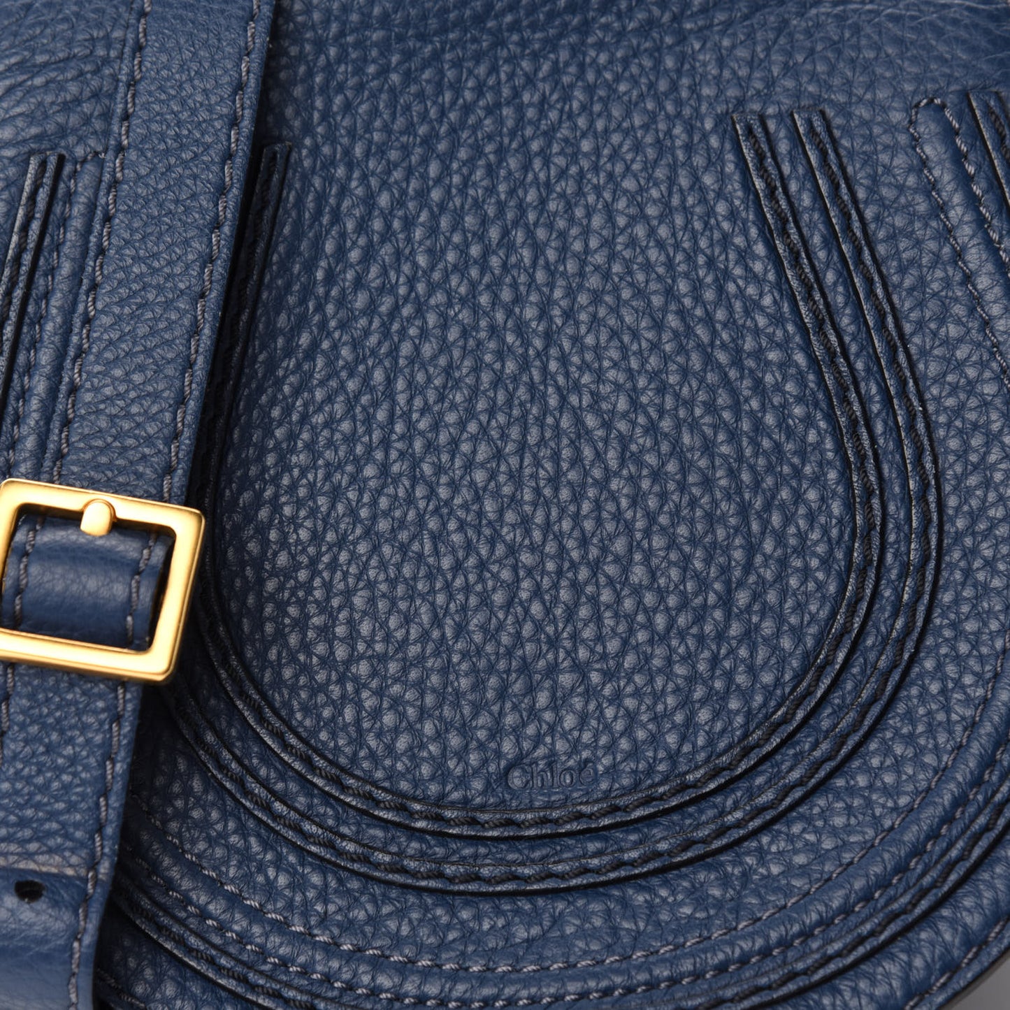 Calfskin Mini Marcie Round Crossbody Bag Royal Navy